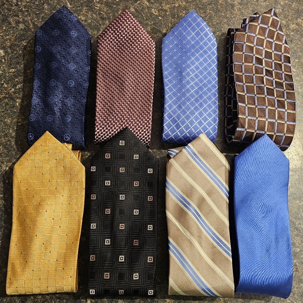 Michael Kors 100% Silk Tie Men's Lot of 8 Neckties Brown Yellow Blue Black